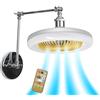 Generico Moderna Applique da Parete Ventilatore Industriale con Presa Lampadina Senza Pale 3 Velocità Regolabile Applique Braccio Girevole Dimmerabile LED per Garage Armadio Cucina Bagno Lavanderia (Cromo)