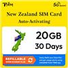 TSIM SIM Nuova Zelanda | Piano Super Economy Ricaricabile 20GB! Attivazione automatica, validità 30 giorni | Velocità 5G + Hotspot | Solo Dati Nessun Numero di Telefono