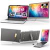 KEFEYA 2K Monitor Portatile per Laptop, 14'' QHD Schermo Portatile con Altoparlanti & Supporto, Doppio Monitor Schermo Plug & Play per laptop da 13-16,5'', adatto per Mac, Windows, Android, Dex