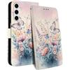 HopMore Cover per Samsung Galaxy S24 FE 5G Custodia a Libro in Pelle PU con Porta Carte Magnetica Portafoglio, Flip Case Antiurto con Creativo Aesthetic Modello Disegni Cover, Farfalla Colorata