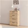 FORTE NIKO Cassettiera alta 50 con 4 cassetti, effetto rovere artisano, larghezza 50,2 cm x altezza 81,7 cm x profondità 29,1 cm
