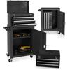 DAIMANN Carrello Porta Attrezzi da Officina con Serratura - Valigetta 9 Scomparti - Carrello Portautensili per Meccanici e Professionisti - Carrello in Metallo con Ruote in Gomma - 109x62x33,5cm Nero