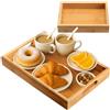 LiYiJiKeJi 2 Pz Vassoio Legno Rettangolare, Vassoi da Portata, Vassoio Colazione di Bambù con Manici per Feste Tavolo da Caffè, Cena, Bevande, Cibo, Tè, Colazione, Bagno(Piccolo + Grande)