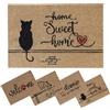 SPOTTED DOG GIFT COMPANY Zerbino Ingresso Esterno Interno 40x60 cm - Zerbino Ingresso Casa in Fibra Naturale di Cocco, Resistente - Con Base Antiscivolo con Gatto Nero Home Sweet Home