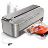 Mesliese 85kPa 120 W, macchina per sigillatura automatica degli alimenti, potente sistema di sigillatura, taglierina integrata, contenitore per sacchetti, 2 Rotoli di Sacchetti (Argento)