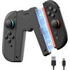JEMDO Impugnatura di Ricarica Joy Con 2 Magnetica - Grip Ergonomica con LED di Ricarica per Controller Switch 2, Compatibile con Nintendo Switch 2, con Cavo USB-C, Portatile, Nero