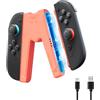 JEMDO Impugnatura di Ricarica Joy Con 2 Magnetica - Grip Ergonomica con LED di Ricarica per Controller Switch 2, Compatibile con Nintendo Switch 2, con Cavo USB-C, Portatile,Arancione
