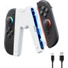 JEMDO Impugnatura di Ricarica Joy Con 2 Magnetica - Grip Ergonomica con LED di Ricarica per Controller Switch 2, Compatibile con Nintendo Switch 2, con Cavo USB-C, Portatile,Bianco