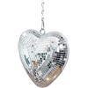 POPAPIE 1pezzi Palla da Discoteca a Forma di Cuore,Disco Mirror Ball,Palla a Specchio da Appendere,Palla da Festa Argento,con Catena per Capodanno Compleanno Festa a Tema
