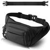 SUPHOSMT 4 tasche Marsupio da donna con cintura estesa da 35 cm Marsupio uomo Impermeabile di grande capacità Marsupio Nero per iPad Mini e iPhone 12 pro max-Marsupio per lo sport