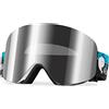 RABIGALA Occhiali da sci anti-appannamento, da uomo, da neve, con lenti intercambiabili, anti-appannamento, protezione UV con occhiali da neve magnetici, compatibili con il casco(argento)