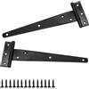 ZoZoMaiy D-Orange 2 Pezzi Cerniere a T per Cancello Cerniere a T per Porte in Legno Cardini con 14 Viti Fissaggio Accessori 200 mm Cerniere a T in Metallo Nero per Portoni e Porte di Fienili(8 Pollici)