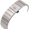 KAXSFE Cinturino in acciaio inossidabile compatibile con cinturino for orologio Omega CONSTELLATION 22*14 17*11mm Bracciale da polso in argento con chiusura pieghevole Logo su(Silver rose gold,17mm)