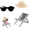 fufupaw Bambole Have a Seat, set da 3 pezzi con sedia a sdraio, cappello di paglia e occhiali, Doll Have a Seat, abbigliamento per bambole, accessori decorativi per bambole, fan e collezionisti (nero)