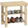 HOMCOM Panca scarpiera in bambù scarpiera con seduta organizer per scarpe a 3 livelli per 4 paia di scarpe per ingresso soggiorno camera da letto 50 x 28 x 45 cm naturale