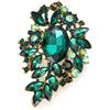 EVER FAITH Spilla Ovale in Cristalli di Strass, Marquise Vintage Lucida Ispirato Fiore per Prom Verde Antico Oro-Fondo
