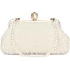 BAIGIO Pochette Donna Elegante, Clutch Donna Cerimonia, Borsetta da Sera, Borsa a Tracolla Catena, Borsa Piccola in Perla per Matrimonio Party Sposa Cocktail Festa, Nero/Bianco (B-Bianco)