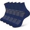 KOOOGEAR 5 paia di calzini da corsa imbottiti da uomo, lunghezza quarto, calzini sportivi anti-vesciche, in cotone traspirante, per palestra, tennis, atletica, 5 paia blu, 9-12