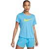 NIKE W NK One DF SWSH HBR SS T-Shirt, Blu Baltico, L Donna