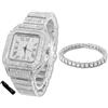 Halukakah Orologio con Diamanti in Oro per Ragazzi,Bambini - Placcato in Platino,Quadrante Quadrato 40mm,Quarzo Giapponese -Lunghezza 18.5cm,con Catena da Tennis 18cm e Strumento Regolatore -per Feste
