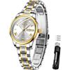OLEVS Elegante orologio automatico di lusso da donna in oro rosa automatico meccanico diamante L5563 cinturino bicolore e quadrante bianco