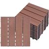 LZQ Piastrelle Legno 30x30 cm da Esterni Balcone Piastrelle da Giardino Incastrabili Legno Mattonella Esterno Giardino Piastrelle per Terrazze, Pavimenti, Drenaggio, Marrone, Set di 11(1 m²)