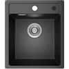 ANYCEE Lavello Cucina Nero 40x46 Cm, 80% Quarzo Sabbia Lavandino Incasso con Sifone, Lavabo Cucina in Granito per Basi 40 cm Larghezza