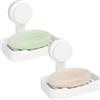 Lifewit Ventosa Portasapone per Doccia, 2 Pezzo Porta Saponetta con Scarico, Porta Sapone in Plastica senza Foratura, Portasapone Rimovibile da Parete per Doccia, Portaspugna da Cucina, Bianco