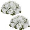 Nuptio Centrotavola Fiori Finti per Decorazioni: 2 Pezzi 22cm Diametro Bianchi Rose Finte Palle Matrimonio - Artificiali Gypsophila Mazzo Fiori Decorativi per Festa Tavola
