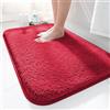LUOJINYI Tappetino da Bagno 40 x 60 cm, Antiscivolo, Morbido Assorbente, Shaggy a Pelo Lungo, in Microfibra, Lavabile in Lavatrice, per Vasca, Doccia (Rosso)