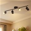 LVWIT Faretti LED da Soffitto Orientabili Nero,Faretto LED Interno con 4 Luci in Alluminio GU10, Rettangoli Base, Faretti da Soffitto Moderna Industriali per Barra, Salotto, Cucina (Senza Lampadina)