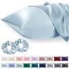 Vielit 2 Pack Federe Raso per Capelli e Pelle di Raffreddamento, Morbido come la Federa Seta, più facile cura di Federe Seta Azzurro 50x75cm A Busta & 2 Scrunchies