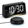 Mesqool Sveglia con Vibrazione, Sveglia Potente Forte per Sordi, Orologio da Tavolo con Luce Notturna, Porta USB, Ampio Display, Luminosità Regolabile, 2 Allarmi, Plug-in Orologio Digitale da Camera, 12/24h