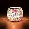 Larcenciel Porta Candele Rosa, Mosaico Portacandele in Vetro per La Decorazione Della Tavola e Della Casa, Piantana per Tea Light Fatta a Mano, Lanterne per Matrimoni, Feste, Compleanni, Natale