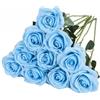 LEUCHTAMOR 10 rose artificiali, rose realistiche, finte di seta, per fai da te, matrimoni, bouquet da sposa, composizioni, feste e decorazioni per la casa (blu)