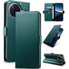 Yunubeyii Cover Libro per Xiaomi Poco F7 Pro - [Blocco RFID] Luxury PU Leather Portafoglio Card Holder Magnetic Phone Custodia con Kickstand, Cover Protettiva Antiurto, Verde
