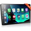 Motorsi 4+64G Autoradio 2 Din Carplay con Android Auto, 9 Pollici Autoradio Bluetooth con Schermo, GPS, WiFi, Mirror Link, Stereo Auto Doppio din Android FM/RDS, Controllo Volante e Schermo Diviso