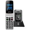 artfone G6 4G Telefono cellulare per anziani | Tasto SOS, base di ricarica, altoparlante, chiamata rapida | Telefono a conchiglia semplice con fotocamera | Menù italiano, doppio display, Grandi tasti