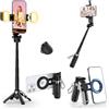 CloudValley Bastone Selfie Magnetico Mini con Treppiede e 2 Luci LED, Cavalletto Smartphone 4 in 1 Portatile con Rotazione 360°, Telecomando Bluetooth per iPhone Android Foto/Video/Vlog