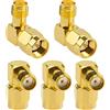KUOQIY 5 Pezzi Connettore SMA Maschio a SMA Femmina ad Angolo Retto, Connettore Coassiale Adattatore RF SMA, per Antenna WiFi, FPV, Occhiali, Router