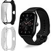 ToVioc Cover per Amazfit GTS 4 - Nero & Trasparente | [2 Pezzi] Anti-Graffio Custodia Full Protezione Shell, TPU Cover con Pellicola Protettiva per Amazfit GTS 4
