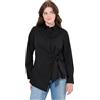 Ulla Popken Bluse, Drapiert, Hemdkragen, Langarm, Biobaumwolle Camicia da Donna, Nero, 64 IT/66 IT