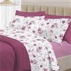 PENSIERI DELICATI Completo Letto Matrimoniale 100% Cotone, Completo 250x300 Comprensivo di Lenzuolo Sotto, Lenzuolo Sopra e 1 Federa a due Volant, Made in Italy, Fantasia Sanderson Rosa