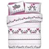 ITALYSWEETHOME Copripiumino 100% Cotone Gattini Cuore Lilla PENSIERI DELICATI con Patella (Singolo)