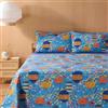 Bassetti Copriletto Leggero Kyoto - 100% Cotone Panama - 260x260 cm - Design Orientale - Certificato OEKO-TEX® (Azzurro)