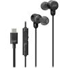 JVC HA-FR29UC-B - Auricolari cablati USB-C Hi‑Res con isolamento, DAC integrato, microfono mute, telecomando 3 tasti e gommini morbidi; ideali per uso su PC, smartphone e gaming - Nero