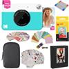 KODAK Printomatic Instant Camera (blu) Confezione regalo + carta Zink (20 fogli) + custodia Deluxe + 7 divertenti set di adesivi + pennarelli a doppia punta + album fotografico + cornici da appendere.