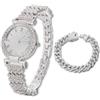 HALUKAKAH Orologio con Diamanti in Oro per Ragazzi,Adolescenti,Bambini - Placcato in Platino,Quadrante Tondo 31mm,Quarzo Giapponese - Lunghezza 20.5cm,con Catena Cubana 18cm e Strumento Regolatore