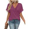 NAIOSS T-Shirt da Donna Manica Corta Camicia Estiva con Scollo a V Camicetta Elegante Camicetta da Lavoro Business Casual Top - Tinta Unita (Rosso Borgogna/M)