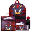 SONIC THE HEDGEHOG Zainetto Bambino Set 4 Pz con Borraccia Bambini Astuccio Borsa Porta Pranzo Shadow Materiale Scolastico (Shadow 4 Pz Set)